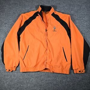 Monterey Club Men's Full Zip Windbreaker - Orange Black - XL Velvet Feel - EUC